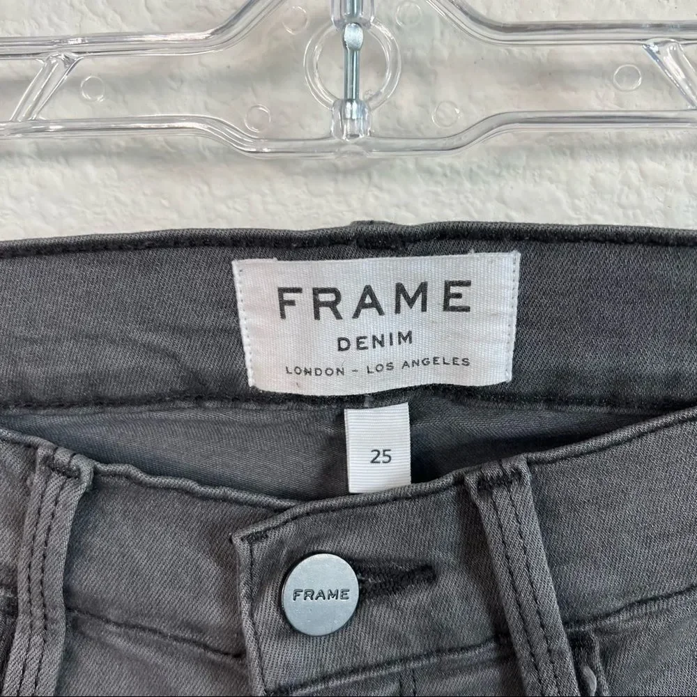 FRAME Le Skinny De Jeanne Jeans Women’s 25 Distressed Mid Rise Stretch Denim